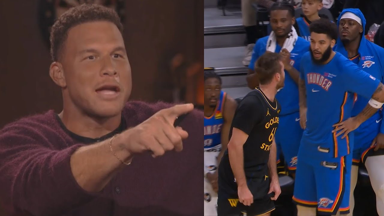 Blake Griffin hilarious reaction to Pat Spencer tech for talking to OKC bench 😂