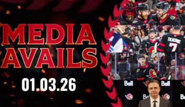 Thomas Chabot, Drake Batherson, Claude Giroux, Travis Green Postgame Media vs WPG