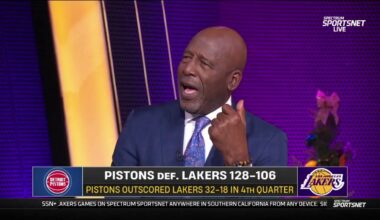 James Worthy reacts to LeBron's 41st birthday is spoiled, Luka injured as Pistons DESTROY Lakers