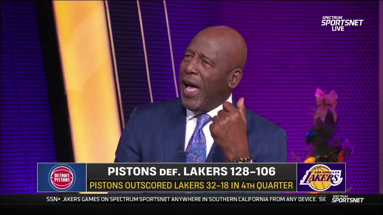 James Worthy reacts to LeBron's 41st birthday is spoiled, Luka injured as Pistons DESTROY Lakers