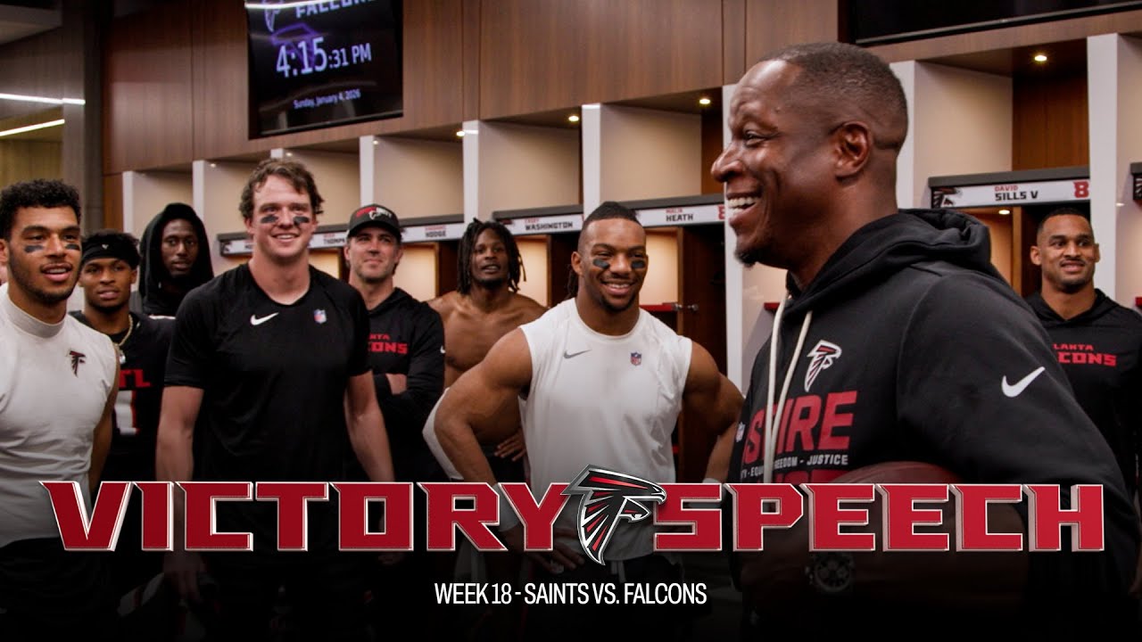 Raheem Morris postgame victory speech after week 18 win over the Saints | Atlanta Falcons