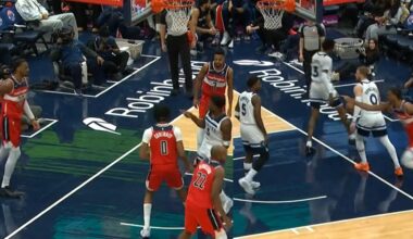 Anthony Edwards points at Alex Sarr after bucket then Sarr does it back 30secs later 😂