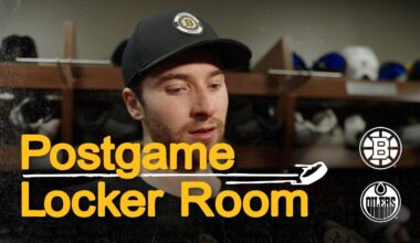 Swayman, Arvidsson, and Pastrnak speak with the media following 6-2 W @EDM