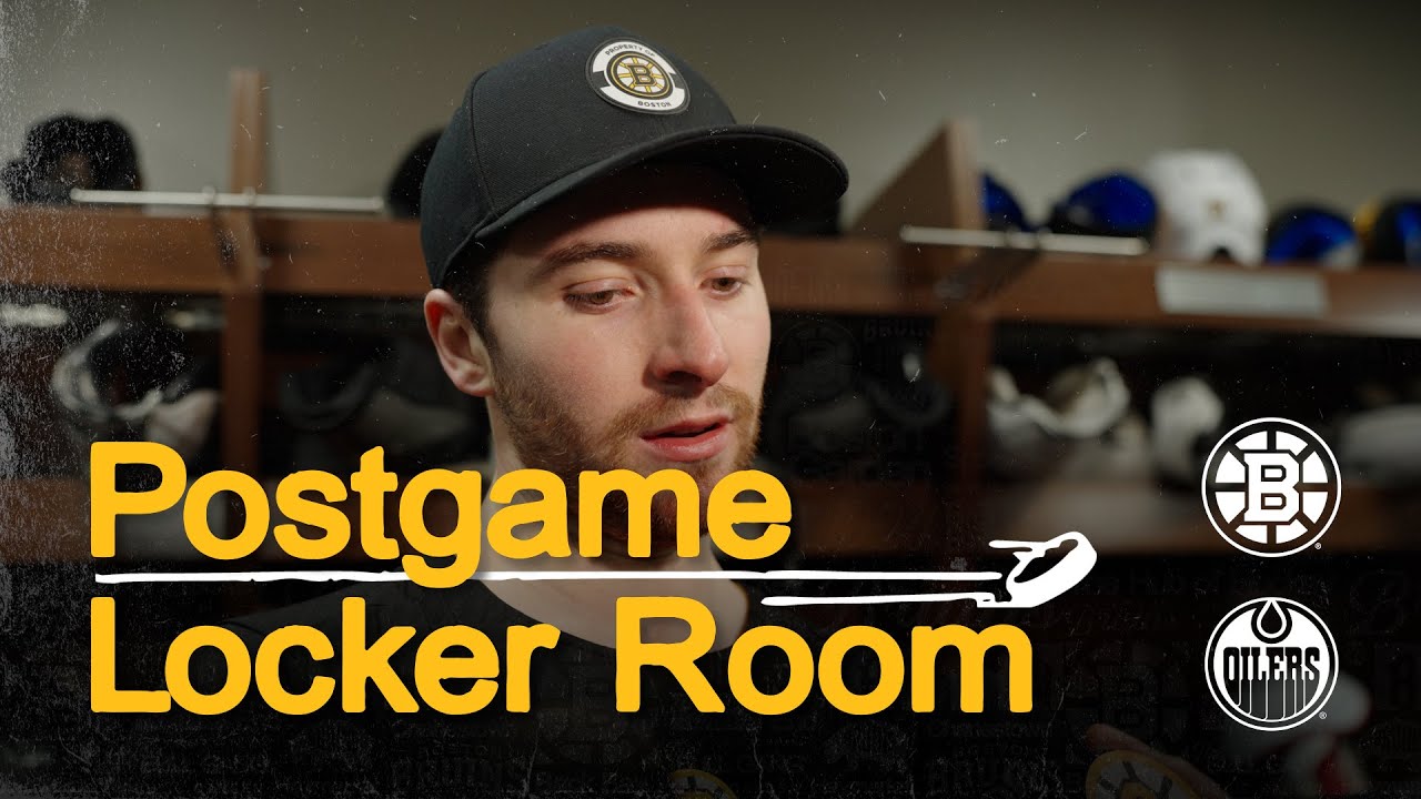 Swayman, Arvidsson, and Pastrnak speak with the media following 6-2 W @EDM