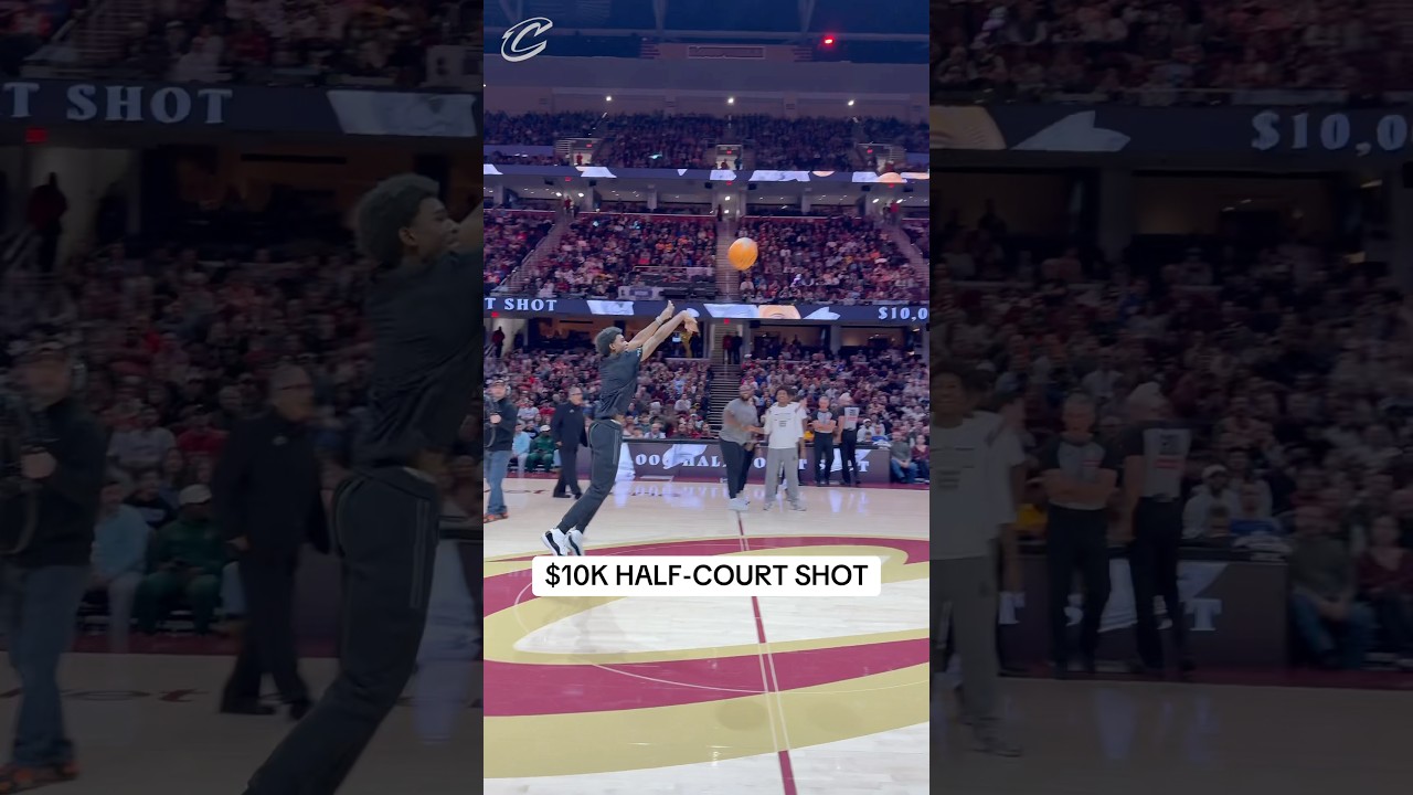 TWO GAMES IN A ROW WITH A $10,000 HALF-COURT SHOT! #nba #basketball #cavs #clevelandcavaliers