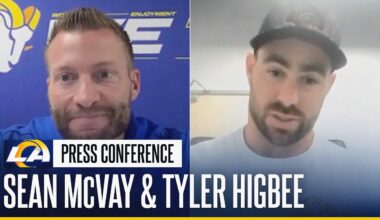 Sean McVay & Tyler Higbee On Matthew Stafford's Leadership, Wild Card Round Prep & Players Returning