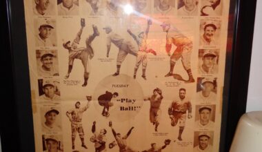 1937 Cincinnati Enquirer Reds Full Page Insert with Action Shots, Found at a yard sale taped to cardboard in remarkably good condition.