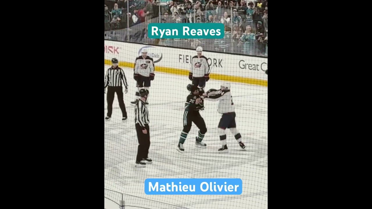 A good old fashioned hockey brawl #sanjosesharks #columbusbluejackets #RyanReaves #MathieuOlivier