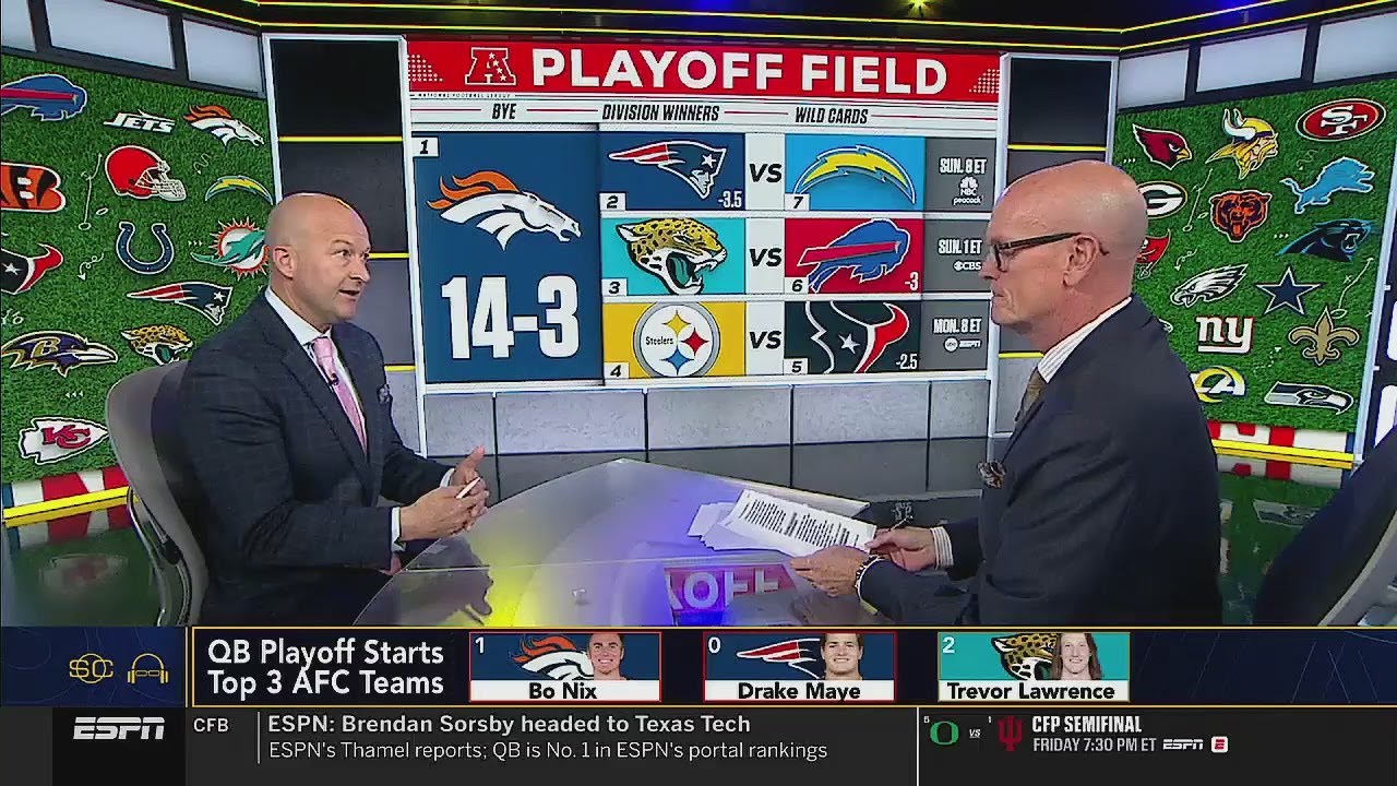 ESPN breaks down Drake Maye over Bo Nix, Steelers vs Texans Wild Card, Ravens & Bucs eliminated