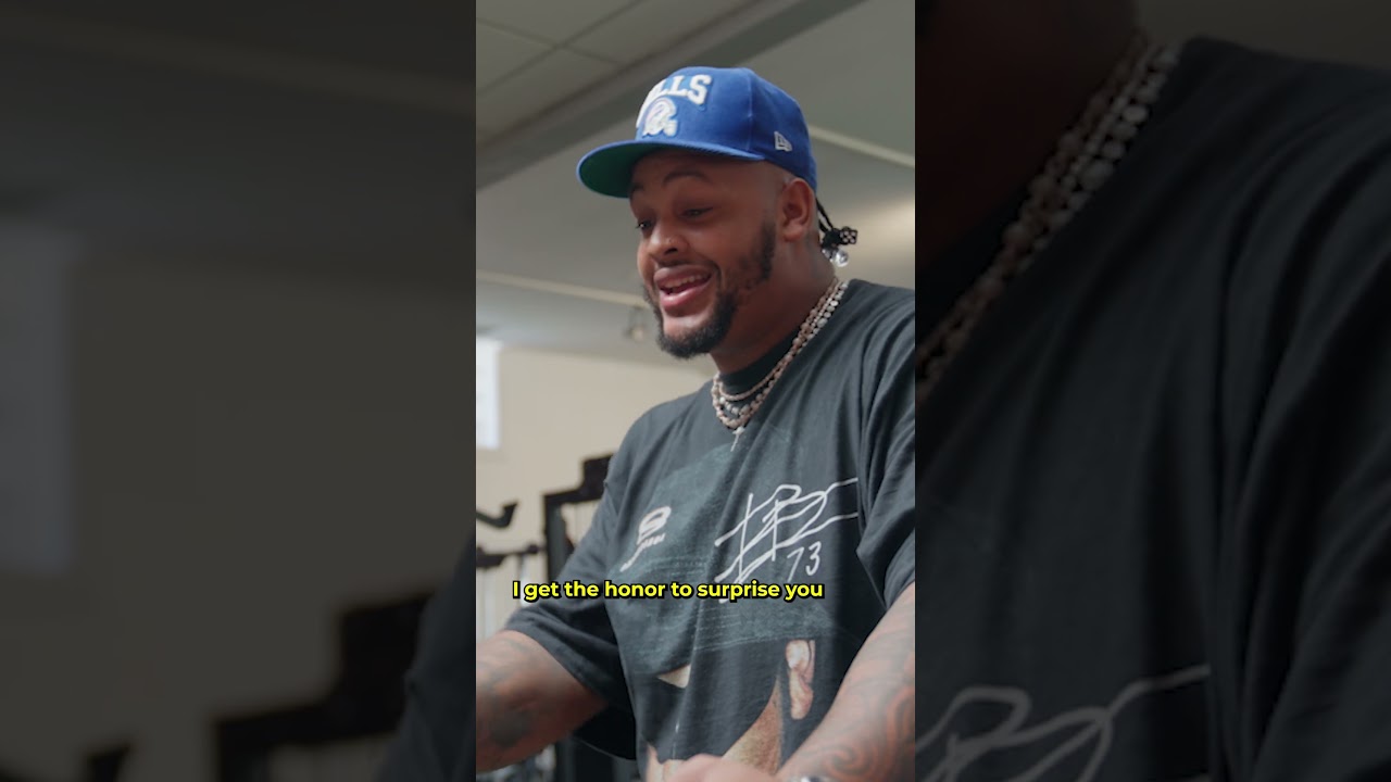 Dion Dawkins surprises Robert Madrid, who runs an Elite @nflflag4 League, with Super Bowl tickets!