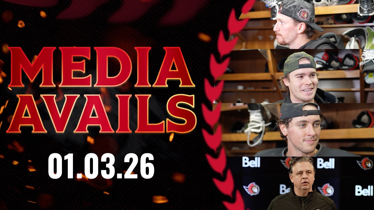 Thomas Chabot, Ridly Greig, Shane Pinto, Travis Green Pregame Media vs WPG