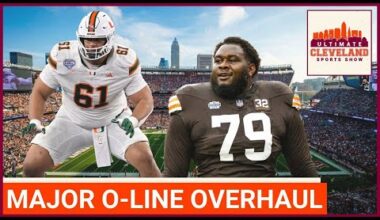 How many new starters will the Browns have on the offensive line in 2026 & how many will be rookies?