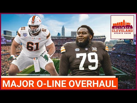 How many new starters will the Browns have on the offensive line in 2026 & how many will be rookies?