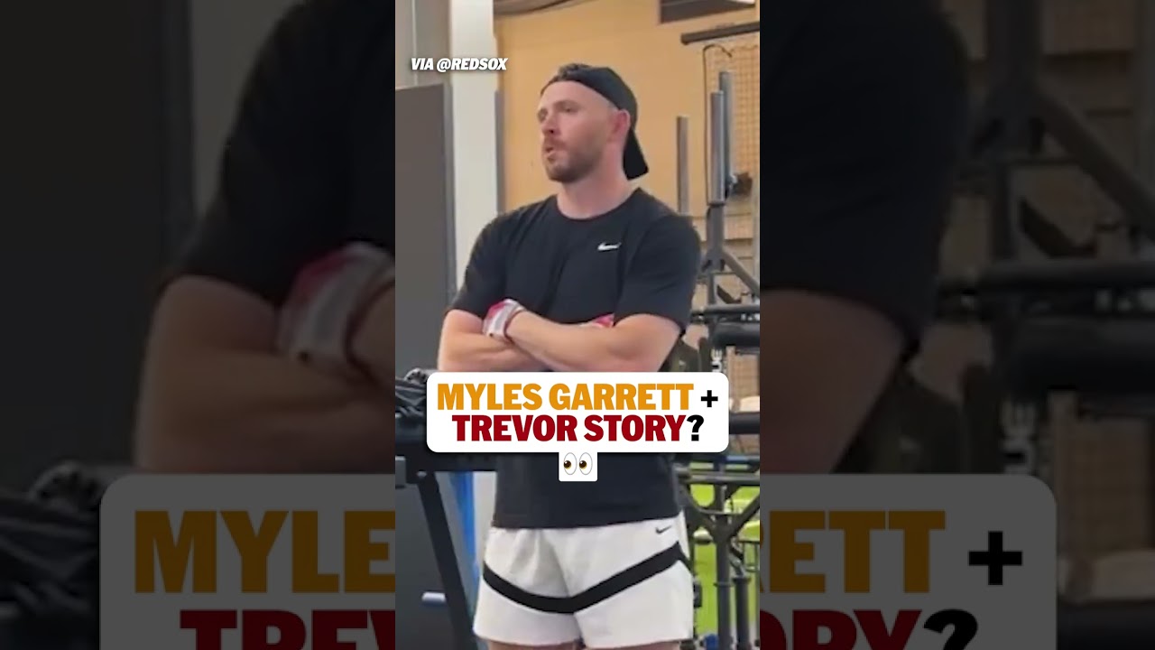 Myles Garrett making that Boston connection with Trevor Story 👀