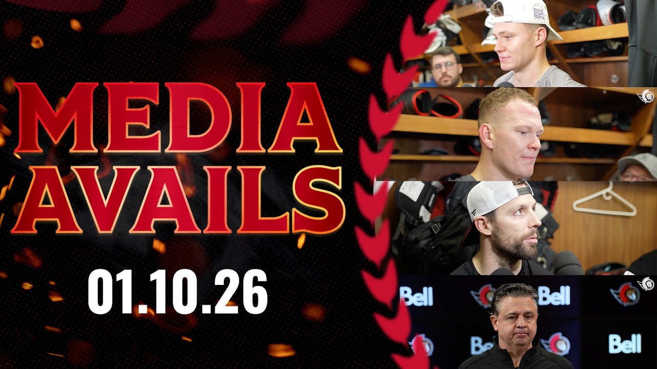 Brady Tkachuk, David Perron, Tim Stützle, Travis Green Pregame Media vs FLA