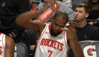 Kevin Durant slams drink bottle in frustration as Rockets lose vs Trail Blazers