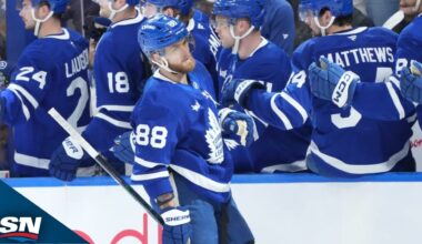 Maple Leafs' William Nylander Buries Backhand Goal After Sweet Feed From Steven Lorentz