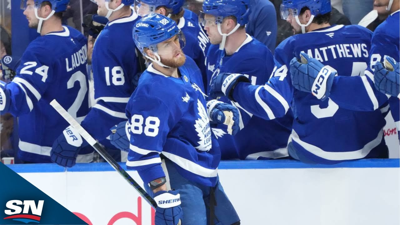 Maple Leafs' William Nylander Buries Backhand Goal After Sweet Feed From Steven Lorentz