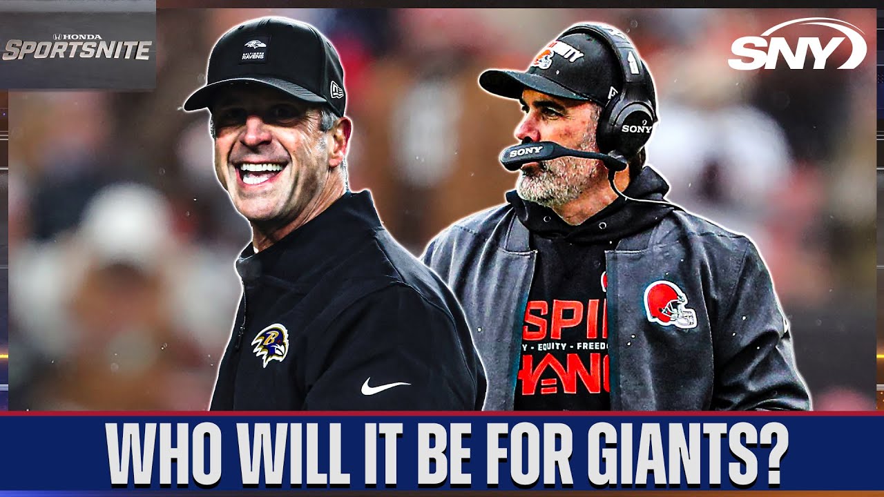 Will the Giants new coach be either John Harbaugh or Kevin Stefanski? | SportsNite