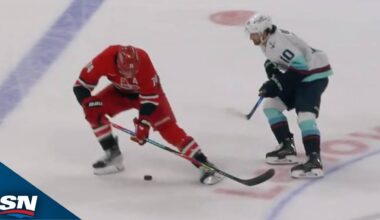 Kraken's Matty Beniers Dances Past Hurricanes' Jaccob Slavin For Highlight-Reel Goal