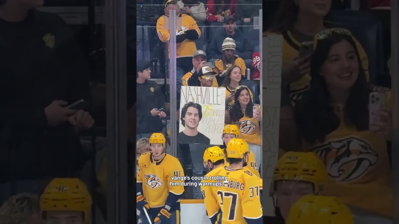 Vange's cousin trolling him during warmups 💀 #predsnhl