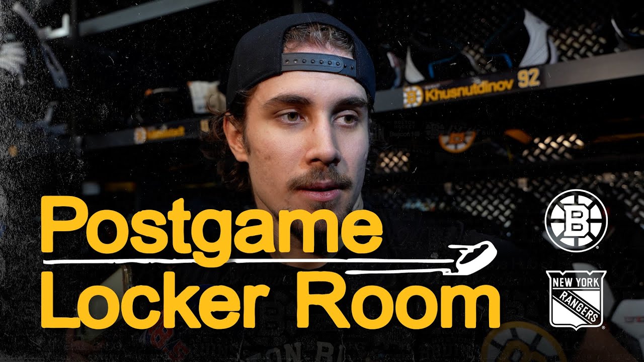 Bruins Players speak with media after 10-2 win over Rangers on Saturday