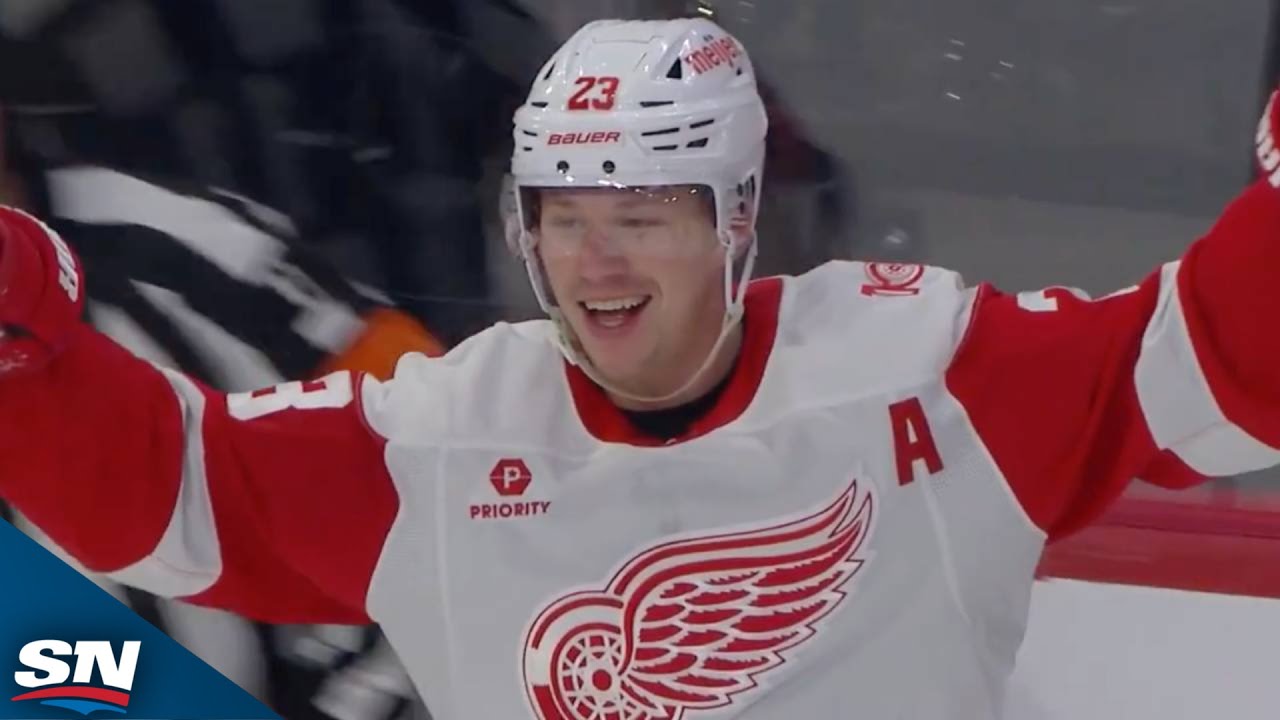 Red Wings' Lucas Raymond Capitalizes On Wild Deflection For Goal Vs. Canadiens