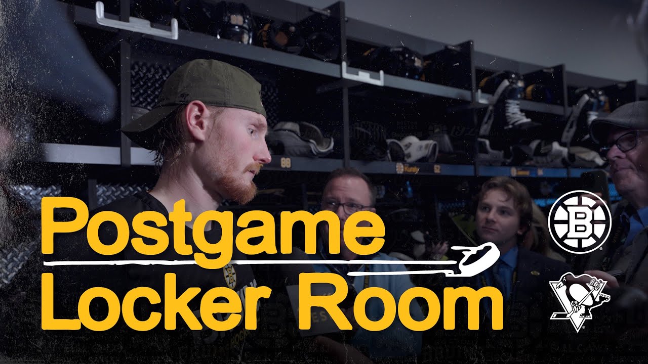 Bruins players speak with media after 1-0 win over Penguins