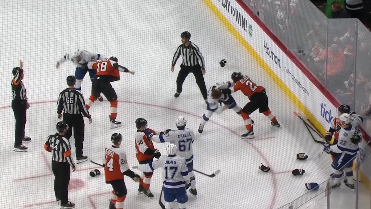 🔥Multiple Fights Erupt🔥 3rd Period, Lightning @ Flyers