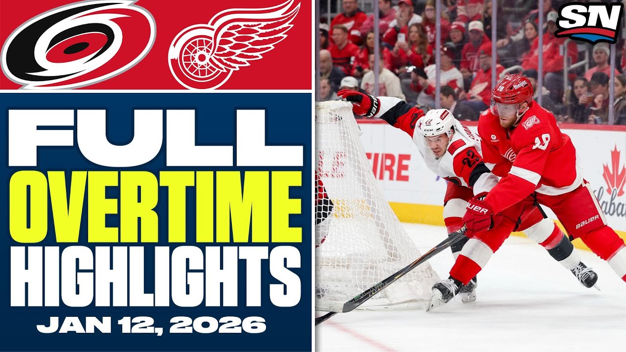 Carolina Hurricanes vs. Detroit Red Wings | FULL Overtime Highlights - January 12, 2026
