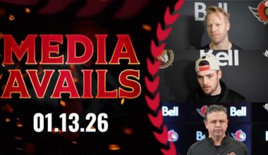 Lars Eller, Drake Batherson, Travis Green Pregame Media vs VAN