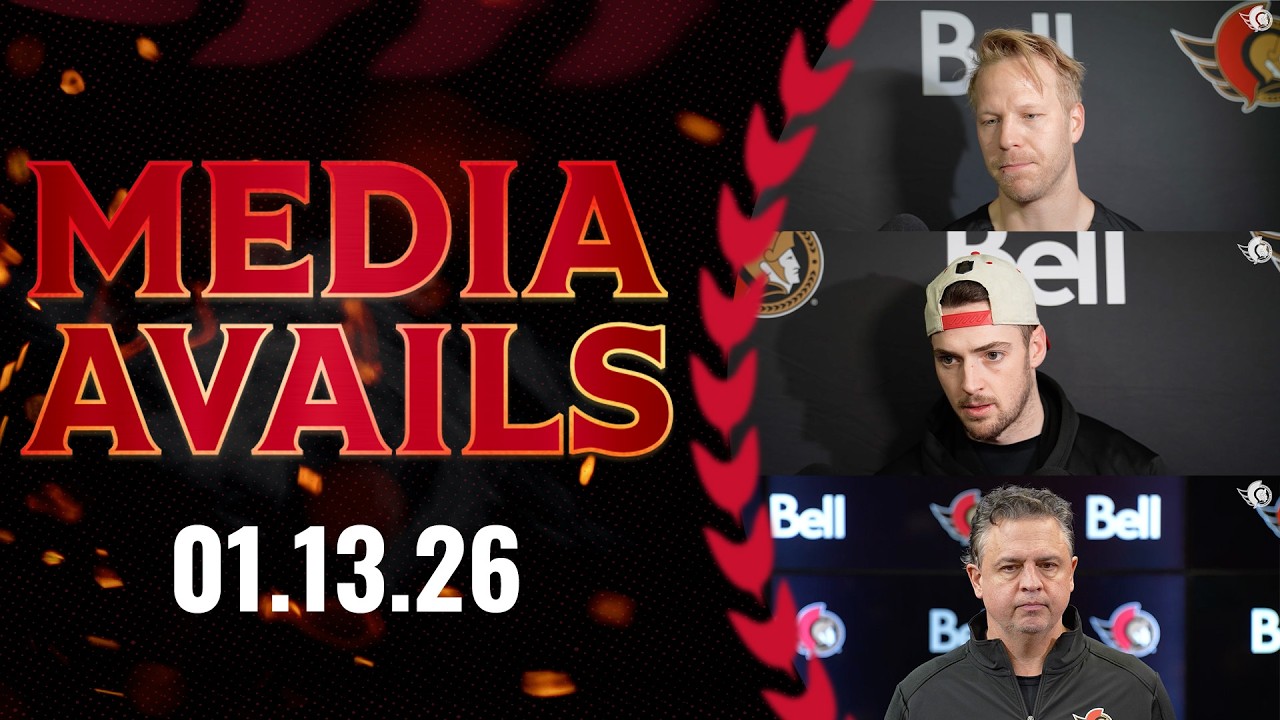 Lars Eller, Drake Batherson, Travis Green Pregame Media vs VAN