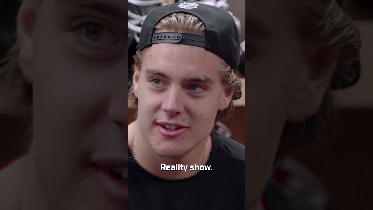 In the locker room with Leo Carlsson #NHLMyWorld #AnaheimDucks