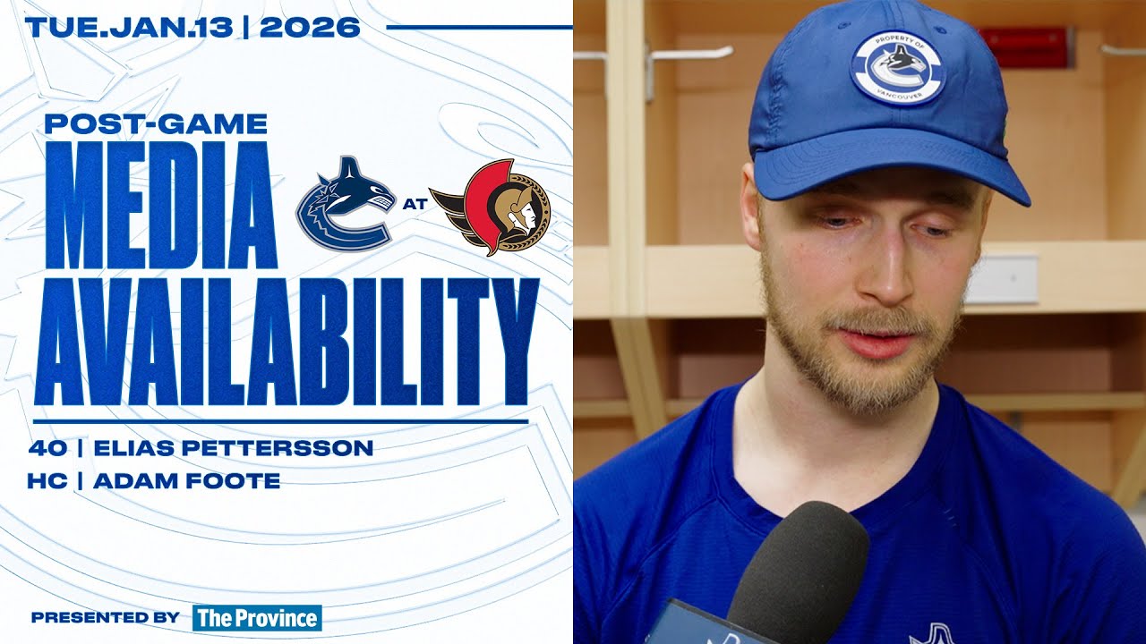 Elias Pettersson & Adam Foote Post-Game Media | Canucks at Senators (Jan 13, 2026)