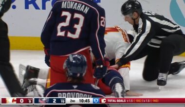 Rasmus Andersson Drops 🥊 Gloves 🥊 With Boone Jenner