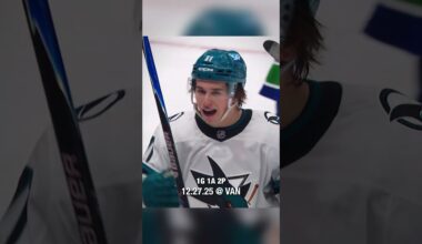 Macklin Celebrini's 13-game point streak  #hockey #nhl #sharks