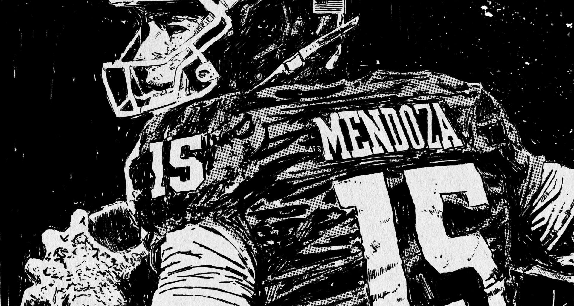 Fernando Mendoza — Black & White Sports Illustration