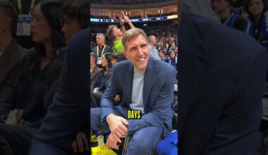 Dirk sitting courtside watching the first NBA regular season game in Germany! 🩷