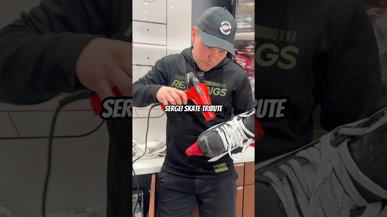 Red Wings equipment staff turns regular skates into Fedorov tributes for a night