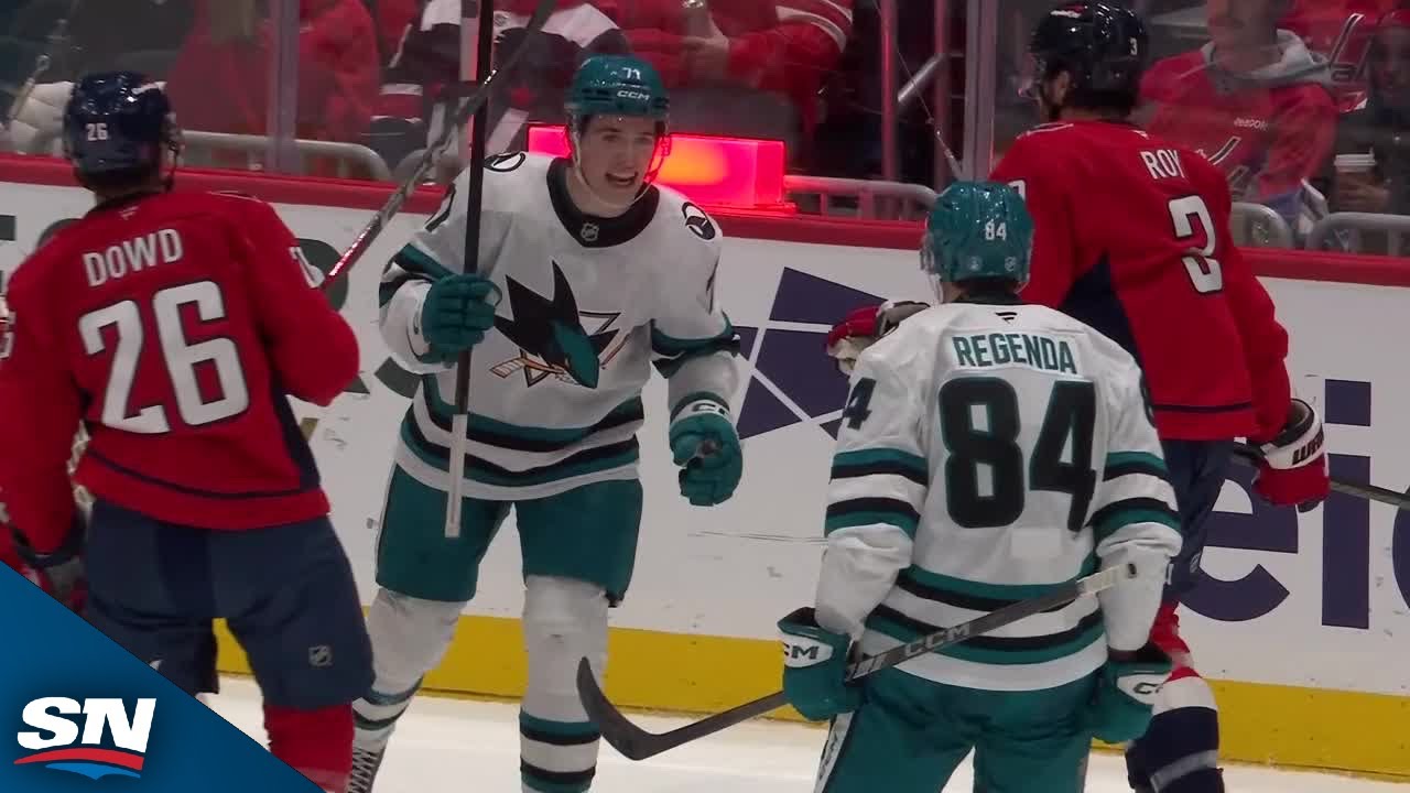 Sharks' Macklin Celebrini With A Slick Between-The-Legs Assist To Pavol Regenda
