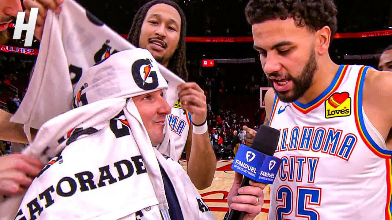 OKC Thunder Put Nick Gallo in a Towel-Based Outfit After Big Win vs Rockets 🤣