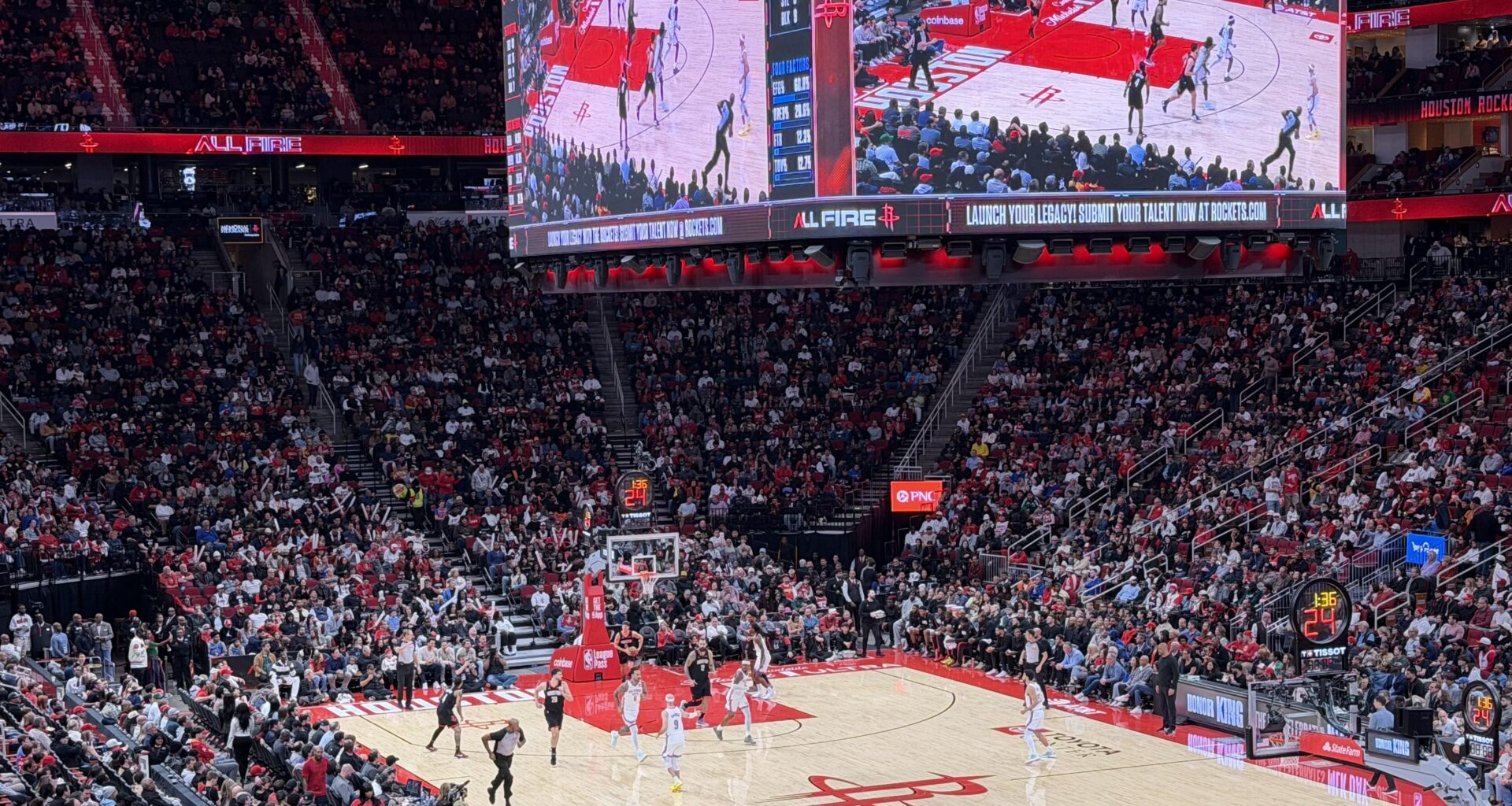 Despite the loss, Houston fans in full force last night. KD’s assessment of fashionably late fans was spot on.