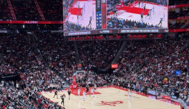 Despite the loss, Houston fans in full force last night. KD’s assessment of fashionably late fans was spot on.