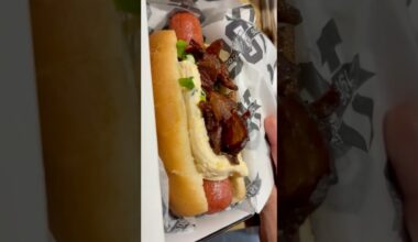 Chicago Blackhawks Banner Dog Food Review #chicago #foodshorts #blackhawks #foodie #fyp