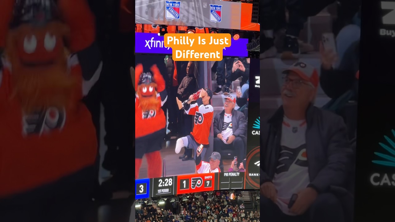 Flyers Fan Chugs a Beer with Prosthetic Leg #SHORTS