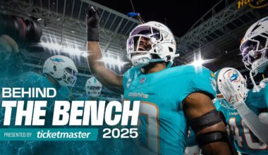 Behind the bench with the Miami Dolphins