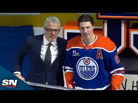 Ryan Nugent-Hopkins Receives Silver Stick To Commemorate 1,000 Games With Oilers