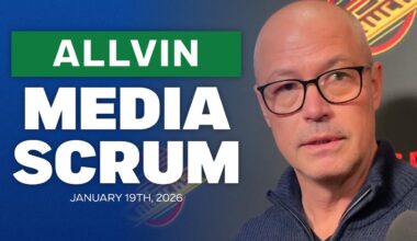 Canucks’ Patrik Allvin speaks with media after trading Kiefer Sherwood