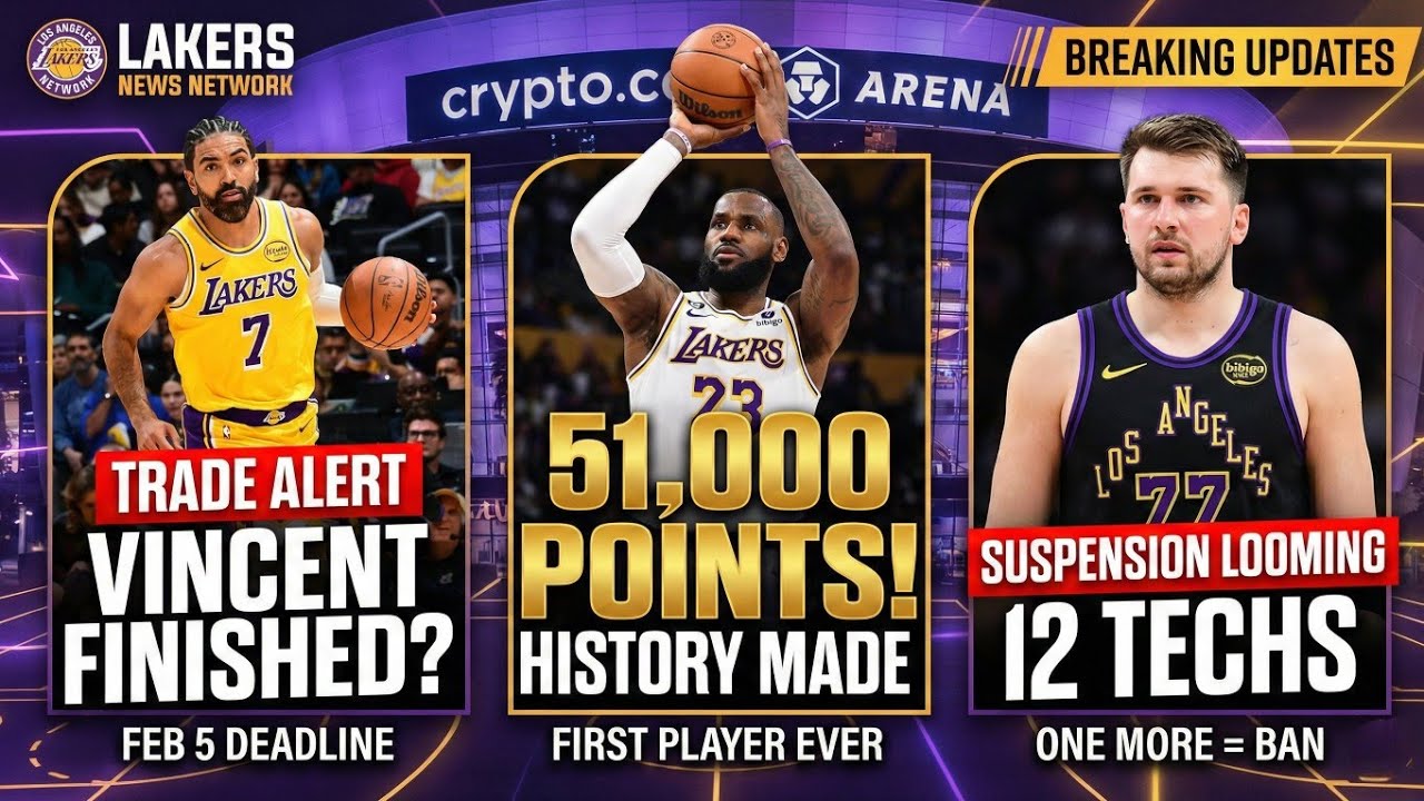 Lakers Breaking News: Luka Suspension Risk, LeBron Hits 51K, Gabe Vincent Trade Buzz