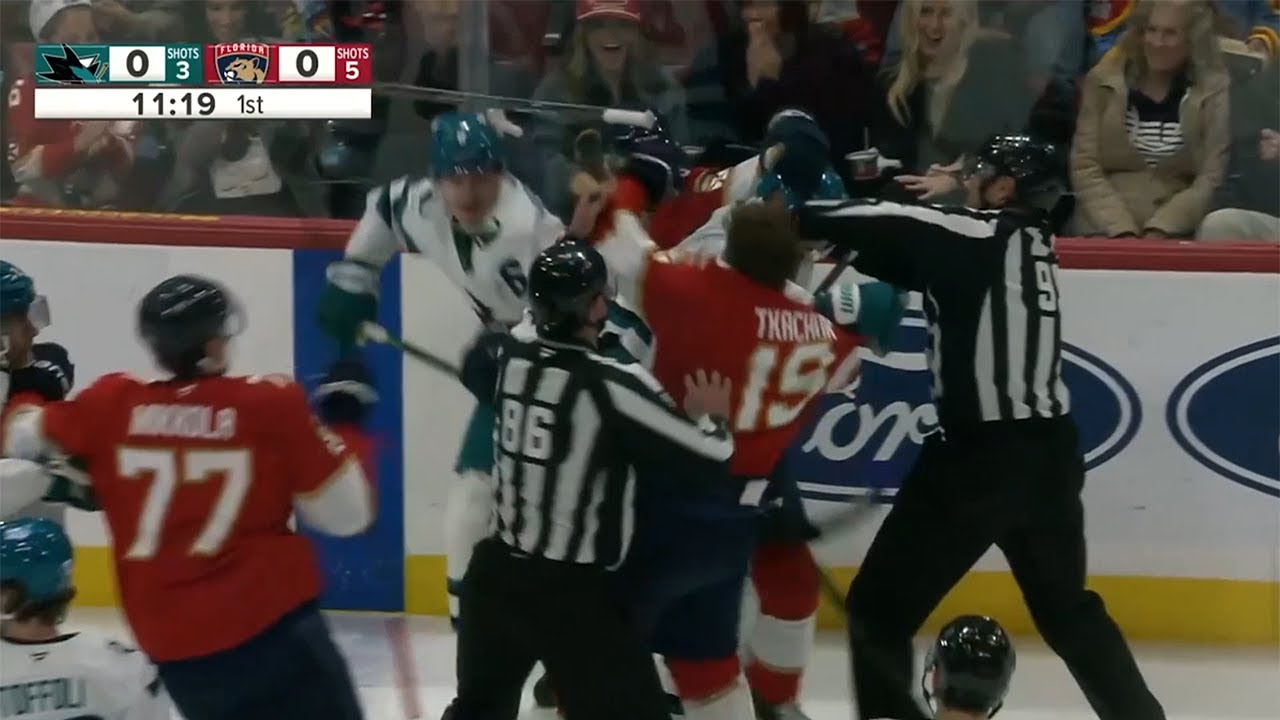 Matthew Tkachuk Season Debut, 1st Period Scrum